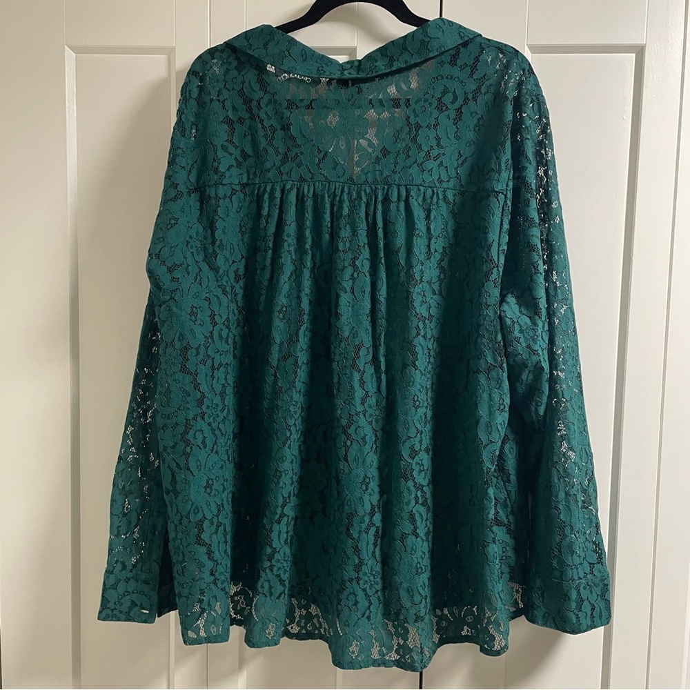 Torrid Madison Lace Button Down Blouse Shirt Green Plus Size 4 4X - Picture 4 of 9